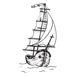 Navio de brig desenhados à mão Navio de brig desenhados à mão