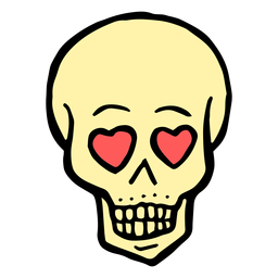 Heart eyes skull vintage tattoo PNG Design