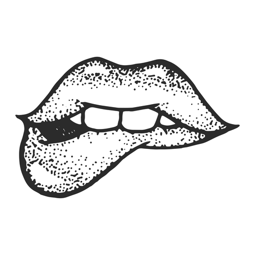 Labios muerden tatuaje vintage Diseño PNG