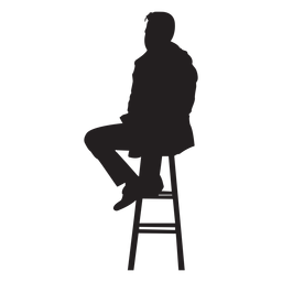 Hombre sentado en la barra de la silueta del taburete Diseño PNG