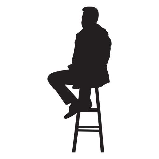 Hombre sentado en la barra de la silueta del taburete Diseño PNG