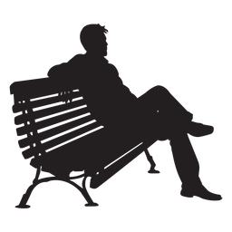 Hombre que sienta en banco silueta Diseño PNG