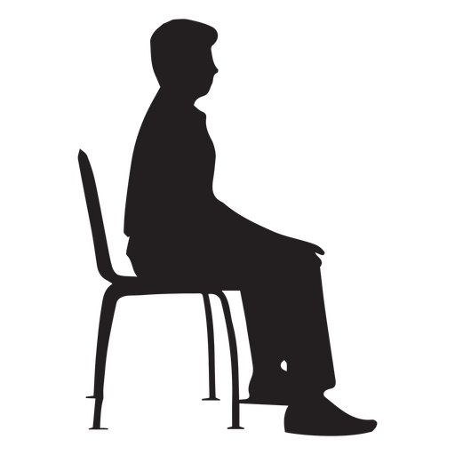 Homem sentando ligado cadeira silueta