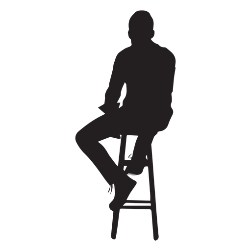 Homem sentando ligado cadeira alta silueta