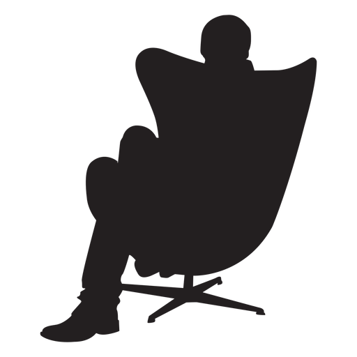 Mann der auf modernem Stuhlschattenbild sitzt PNG-Design