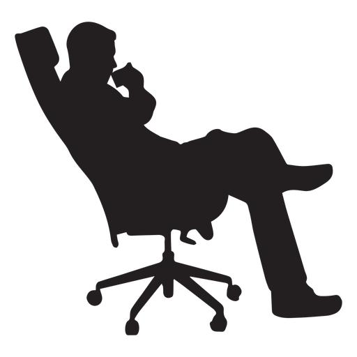 Hombre sentado en la silueta de la silla de oficina