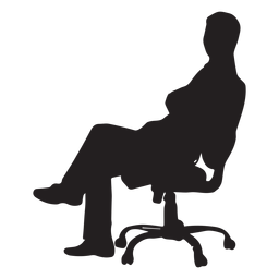 Hombre sentado en la silueta de la silla giratoria Diseño PNG