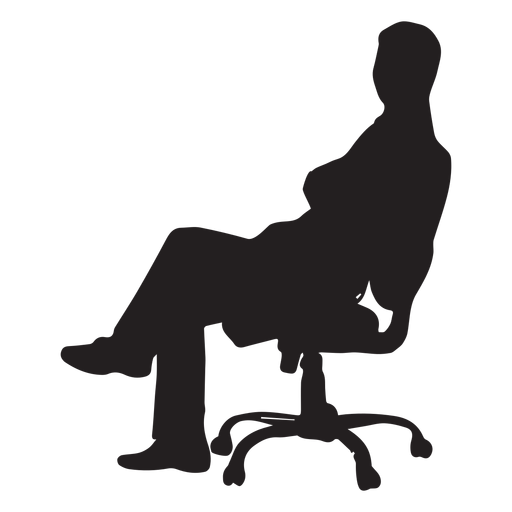 Mann sitzt auf Drehstuhlschattenbild PNG-Design