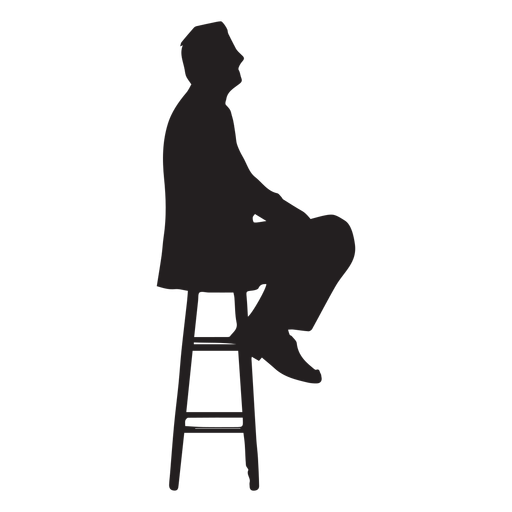 Mann der auf hohem Stuhlschattenbild sitzt PNG-Design
