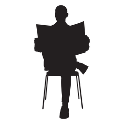 Hombre sentado con silueta de periódico Diseño PNG