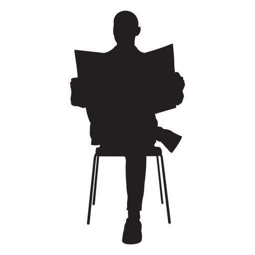 Man sitting with newspaper silhouette