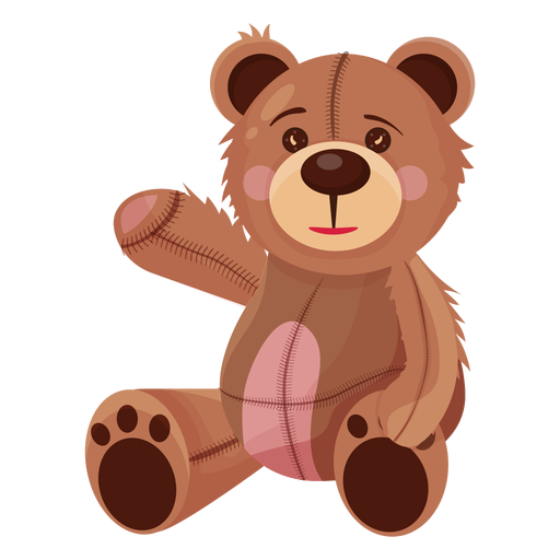 Old teddy waving illustration PNG Design