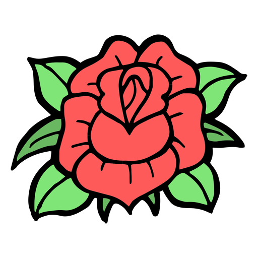 Tatuagem vintage colorida com cabeça rosa Desenho PNG