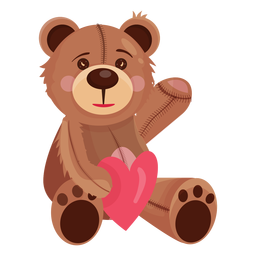 Urso de pelúcia segurando um coração Desenho PNG