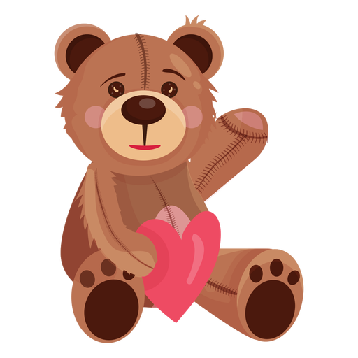 Teddy bear holding heart PNG Design