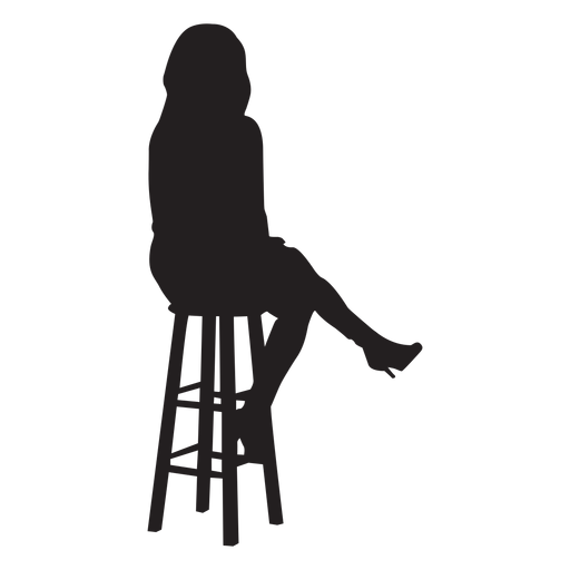 Frau die auf Barhockerschattenbild sitzt PNG-Design