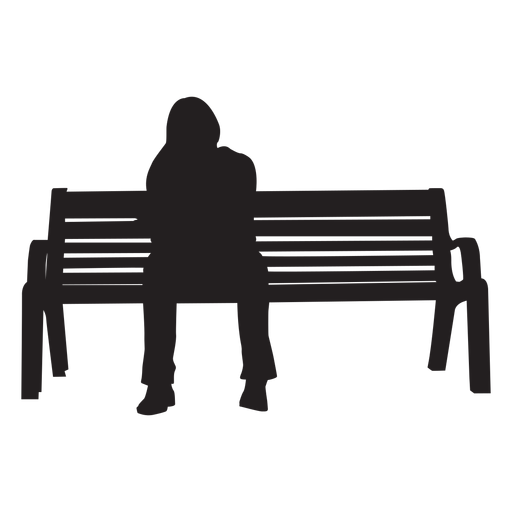Mulher sentando ligado banco silueta