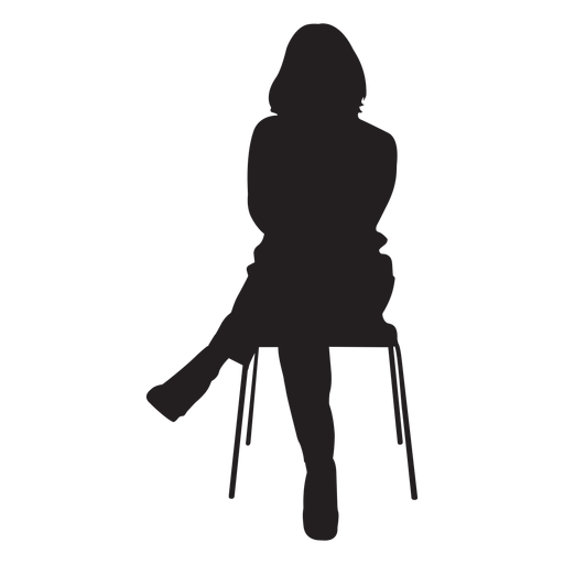 Mulher sentando ligado cadeira silueta