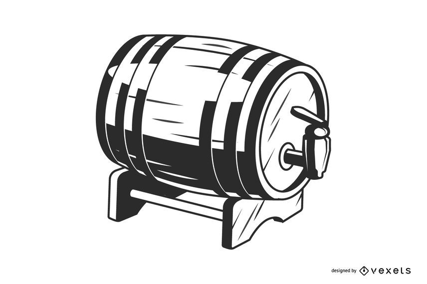 Wooden barrel with tap vector Wooden barrel with tap vector