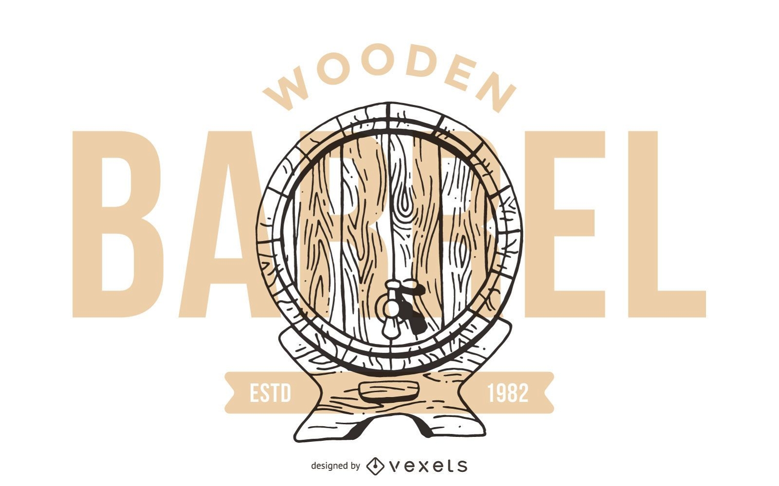 Design de logotipo de barril de madeira