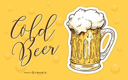 Dibujado a mano ilustración de cerveza fría