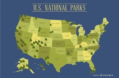 Karte der Nationalparks der Vereinigten Staaten