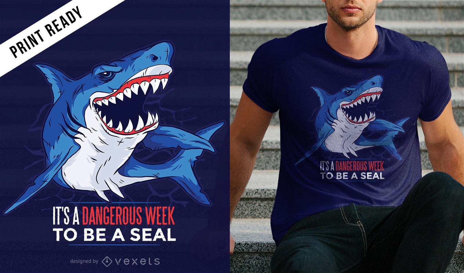 Diseño de camiseta con cita de tiburón