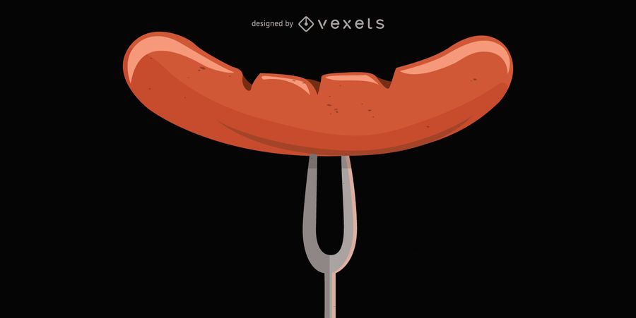 Forked sausage illustration Forked sausage illustration