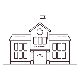 Ícone de traço de prédio escolar clássico Transparent PNG