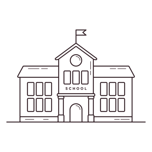 Icono de trazo de edificio de escuela clásica Diseño PNG