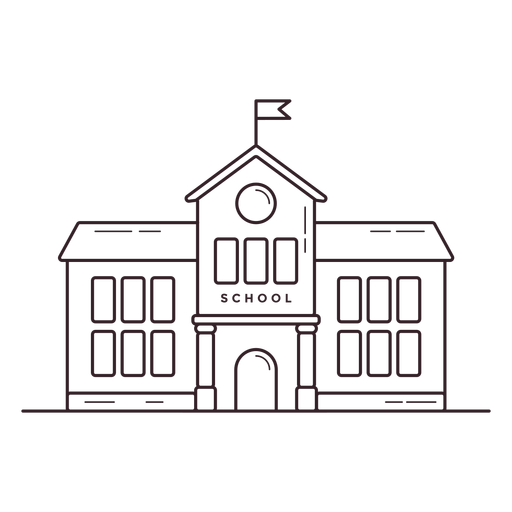 Icono de trazo de edificio de escuela cl?sica Diseño PNG