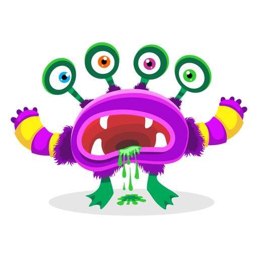 Four eyed monster illustration - Transparent PNG & SVG vector file