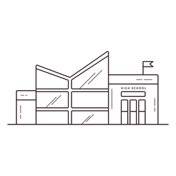 Modern high school building stroke PNG Design