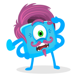 Monstruo con ilustración de bigotes Diseño PNG