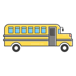 Ícone de traço colorido de ônibus escolar Transparent PNG