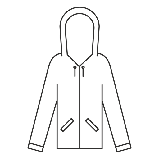 Ícone de traçado com capuz zip bolsos Desenho PNG