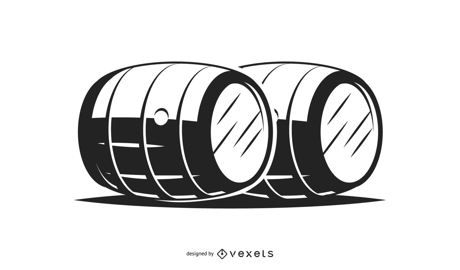 Wooden barrels illustration