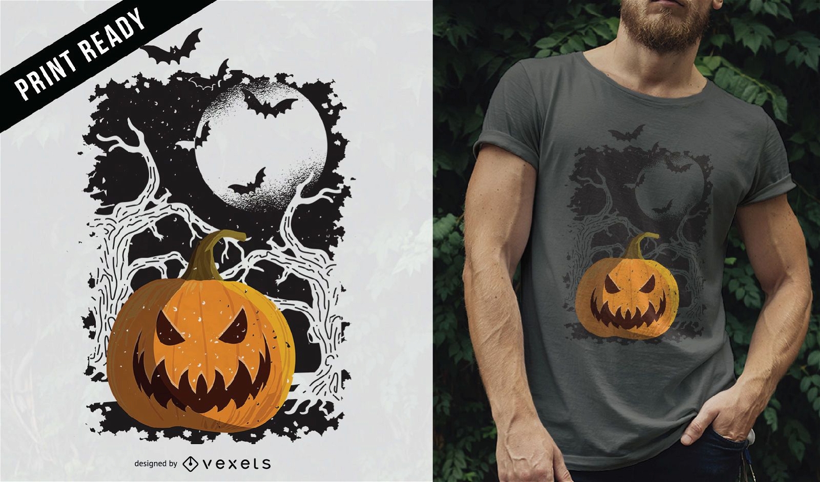 Vintage Pumpkin Halloween T-shirt Design