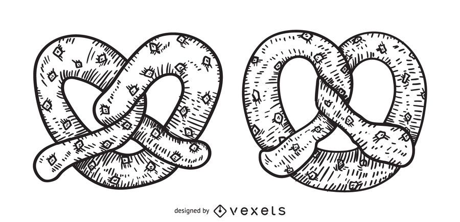 Pretzel dibujado a mano ilustración Pretzel dibujado a mano ilustración