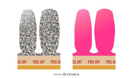 Descole o conjunto de ilustração de unhas Descole o conjunto de ilustração de unhas