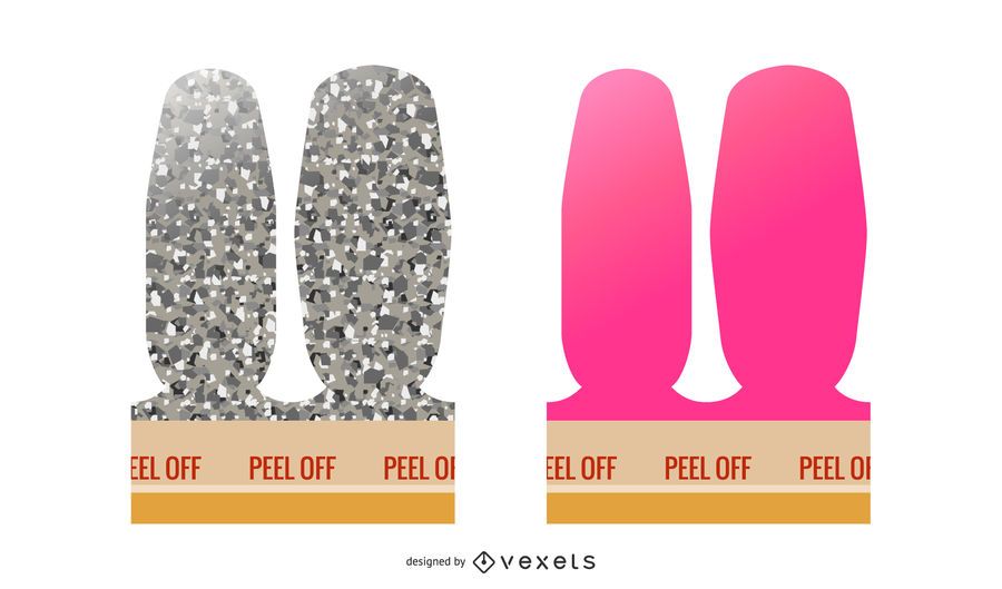 Peel off nails illustration set Peel off nails illustration set