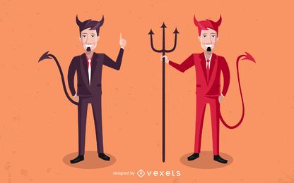 Devil businessmen characters set Devil businessmen characters set