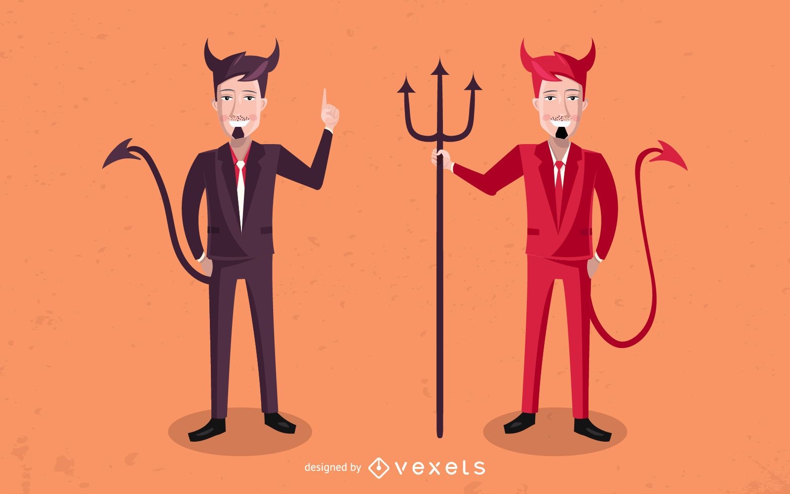 Devil businessmen characters set