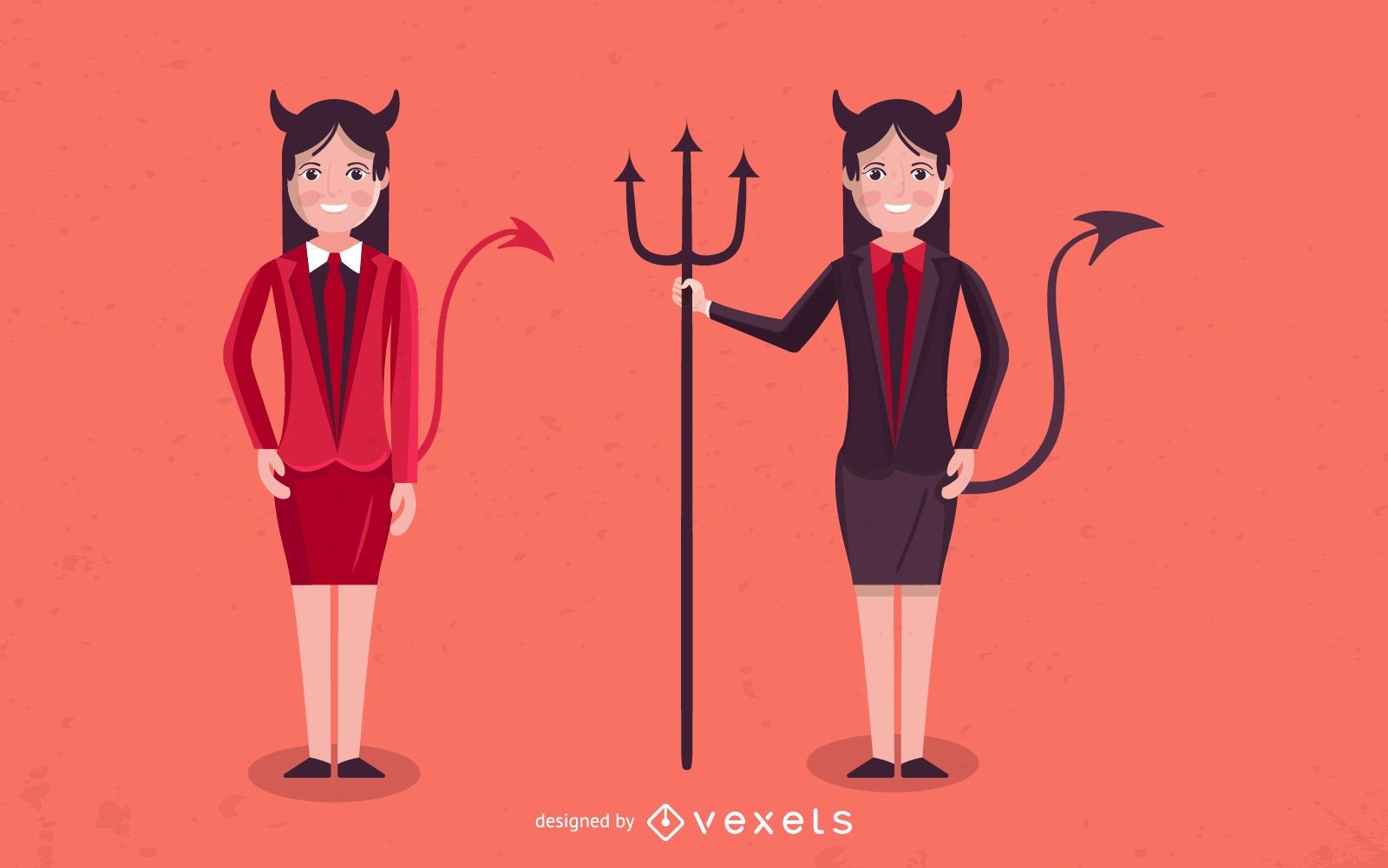 Woman devil characters set