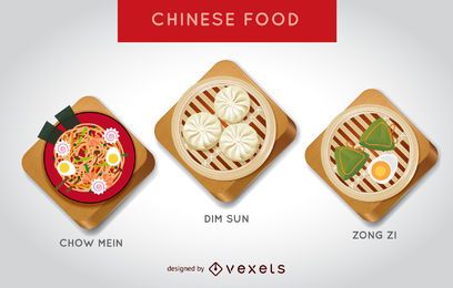 Chinesisches Lebensmittel Illustration Set Chinesisches Lebensmittel Illustration Set