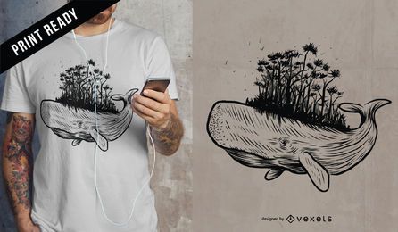 Diseño de camiseta de bosque de ballena. Diseño de camiseta de bosque de ballena.