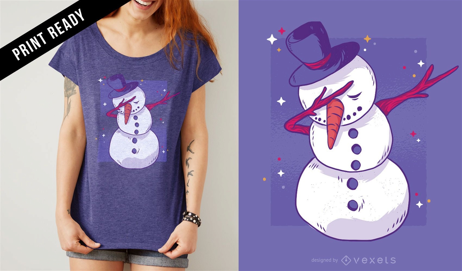 Design de camiseta do boneco de neve