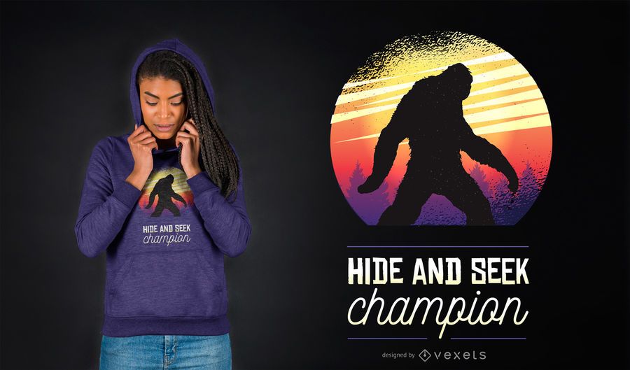 Design de camisetas engraçadas do BigFoot Hide And Seek Champion Design de camisetas engraçadas do BigFoot Hide And Seek Champion