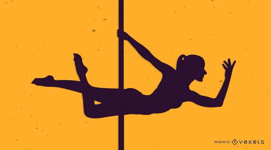 Woman pole dancing silhouette Woman pole dancing silhouette