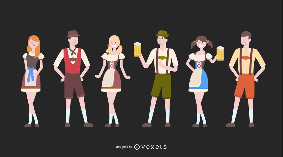 Conjunto de ilustração de personagens da Oktoberfest Conjunto de ilustração de personagens da Oktoberfest